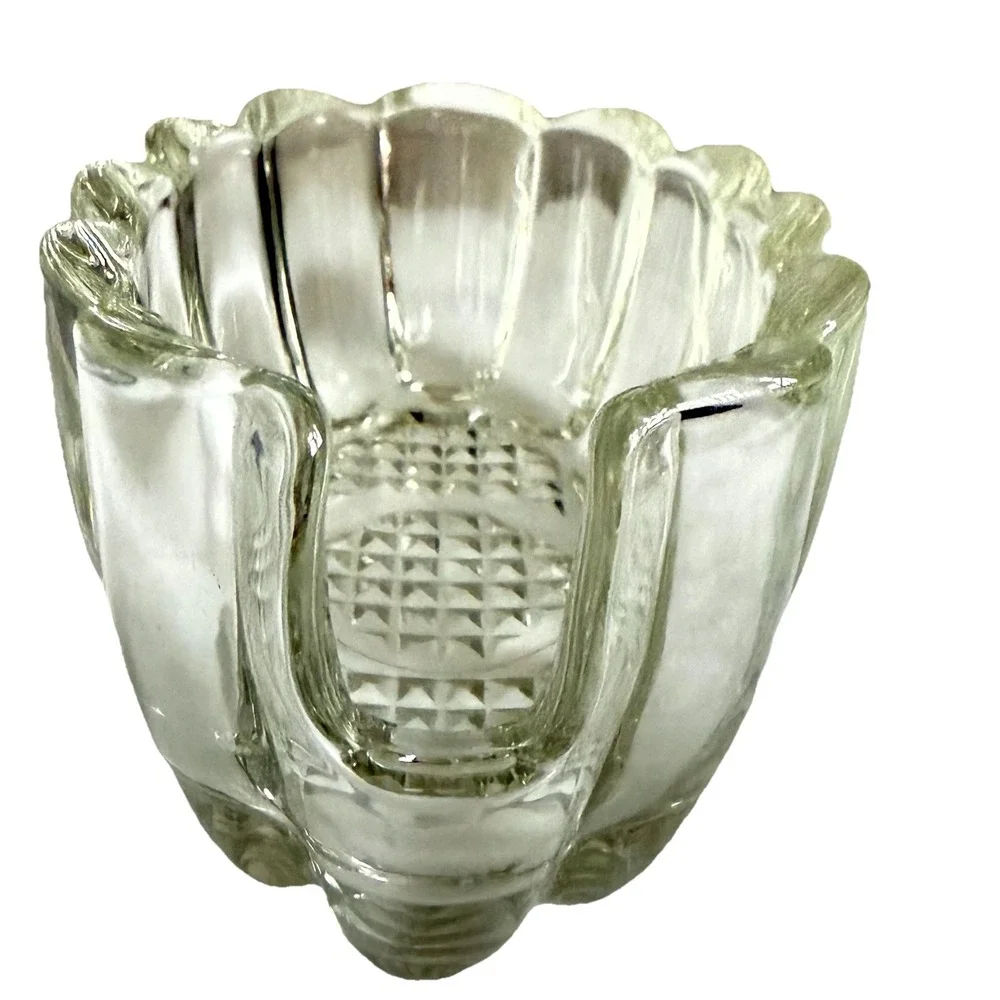 MCM‎ Princess House Vintage Spoon Holder with Slot Ribbed Thick Clear Glass